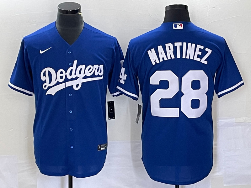 Men's Los Angeles Dodgers #28 J.D. Martinez Blue Cool Base Stitched Baseball Jersey